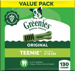 Greenies Teenie Natural Original Chicken Flavor Dental Dog Treats, 130 count
