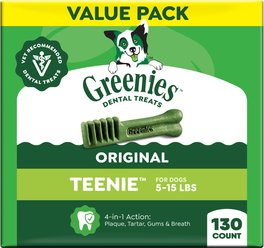 Greenies Teenie Natural Original Chicken Flavor Dental Dog Treats, 130 count