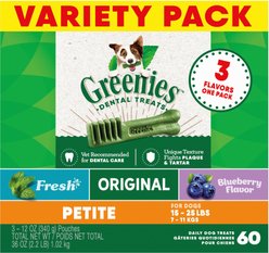 Greenies Variety Pack Natural Petite Dental Dog Treats, 60 count