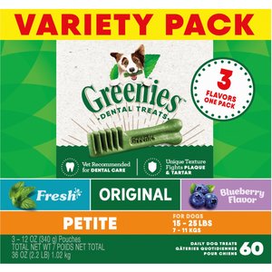 Greenies Variety Pack Natural Petite Dental Dog Treats, 60 count