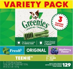Greenies Variety Pack Natural Teenie Dental Dog Treats, 129 count