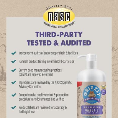 Show full view: Grizzly Omega Health Omega-3's Dog Supplement, 64-fl oz bottle slide 6 of 13