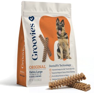 Groovies Original X-Large Chicken Flavor Dental Dog Chews, 8 count