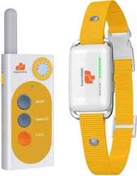 GroovyPets 1100 Yard Range Voice Enabled Remote Training Shock Dog Bark Collar, White