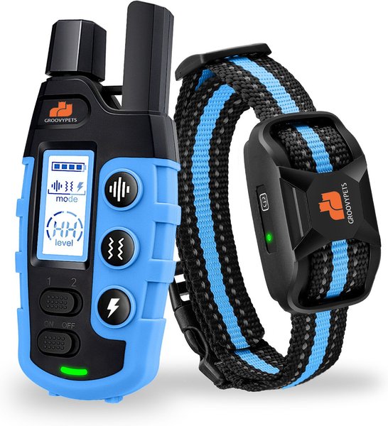 GroovyPets 1100 Yard Remote Dog Training Shock Collar, Black