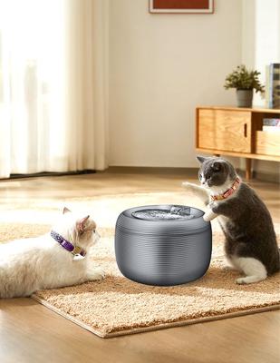 Show full view: GroovyPets 2.5-L Translucent Pet Drinking Water Fountain Waterer for Cats & Dogs, Black, Medium slide 3 of 13