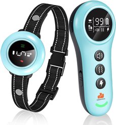 GroovyPets 550-Yard Auto Anti-Bark Remote Dog Training Shock Dog Collar, Sky Blue