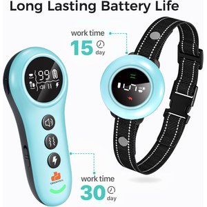 GroovyPets 550-Yard Auto Anti-Bark Remote Dog Training Shock Dog Collar, Sky Blue