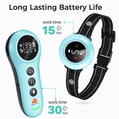 Show full view: GroovyPets 550-Yard Auto Anti-Bark Remote Dog Training Shock Dog Collar, Sky Blue slide 7 of 9