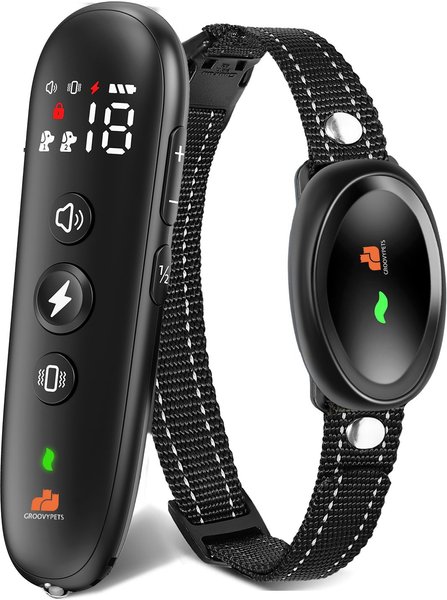 Show full view: GroovyPets 550-Yard Remote Dog Training Shock Dog Collar, Black slide 1 of 9