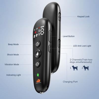 Show full view: GroovyPets 550-Yard Remote Dog Training Shock Dog Collar, Black slide 3 of 10