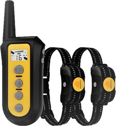 GroovyPets 650 Yard Auto Anti-bark Remote Dog Training Shock Collar, Black, 2 Dog Kit