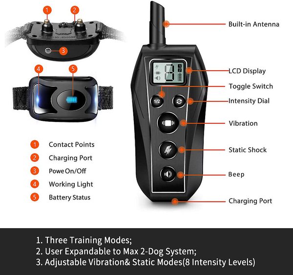 Show full view: GroovyPets 650 Yard Waterproof Dog Training Shock Collar, 1 collar slide 4 of 9