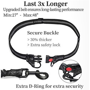 GroovyPets Bungee Hands-Free Reflective Running Dog Leash with Carrying Case, Large: 51 to 68-in long, 1-in wide, Black