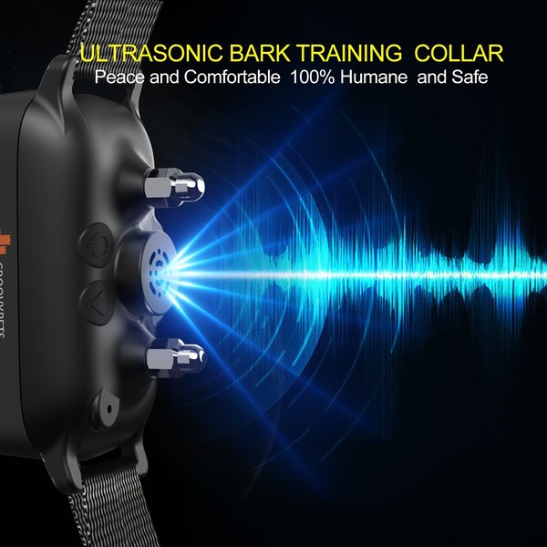 Show full view: GroovyPets Color Screen Ultrasonic Auto Anti-Bark Dog Collar, Black slide 4 of 8