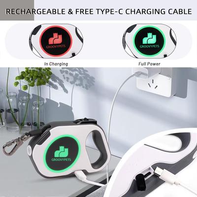 Show full view: GroovyPets LED Flashlight Color Streamer Ring Nylon Retractable Dog Leash, 16-ft long, 3/8-in wide, Blue slide 4 of 10