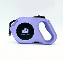 GroovyPets LED Flashlight Color Streamer Ring Nylon Retractable Dog Leash, 16-ft long, 3/8-in wide, Purple