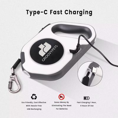 Show full view: GroovyPets LED Flashlight Color Streamer Ring Nylon Retractable Dog Leash, 16-ft long, 3/8-in wide, Purple slide 5 of 10