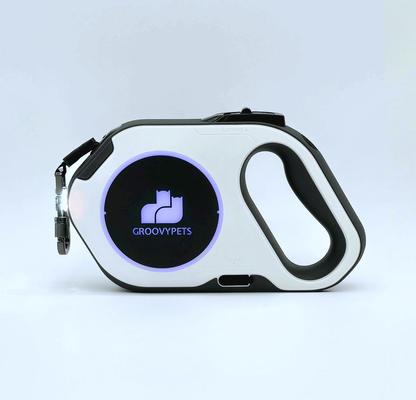 Show full view: GroovyPets LED Flashlight Color Streamer Ring Nylon Retractable Dog Leash, 16-ft long, 3/8-in wide, White slide 1 of 10