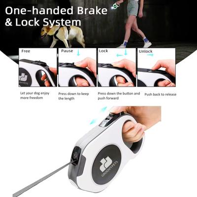 Show full view: GroovyPets LED Flashlight Color Streamer Ring Nylon Retractable Dog Leash, 16-ft long, 3/8-in wide, White slide 2 of 10