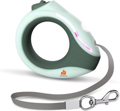 GroovyPets LED Flashlight Wearable Hand-Free Retractable Dog Leash, 10-ft long, 3/8-in wide, Green