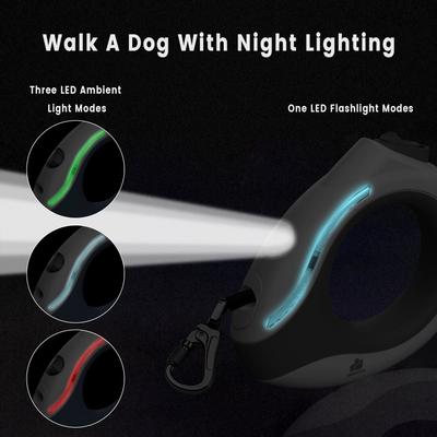 Show full view: GroovyPets LED Flashlight Wearable Hand-Free Retractable Dog Leash, 10-ft long, 3/8-in wide, Mocha slide 5 of 10