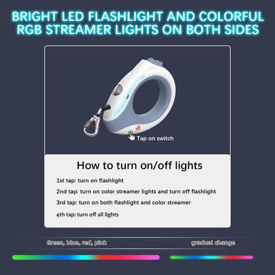 Show full view: GroovyPets LED Flashlight Wearable Hand-Free Retractable Dog Leash, 10-ft long, 3/8-in wide, Mocha slide 4 of 10