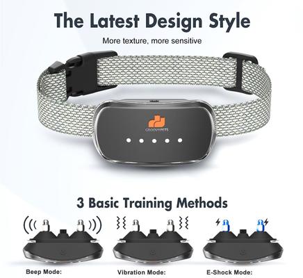 Show full view: GroovyPets Rechargeable Waterproof Bark Control Training Dog Collar, One Size, Black slide 2 of 10