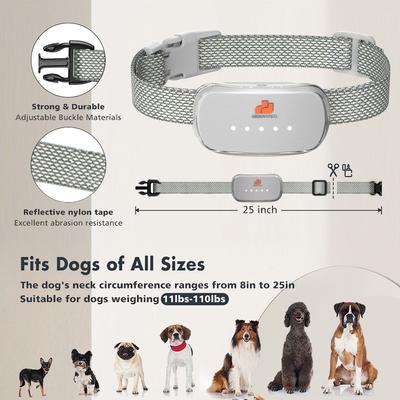 Show full view: GroovyPets Rechargeable Waterproof Bark Control Training Dog Collar, One Size, White slide 8 of 10