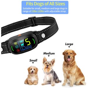 GroovyPets Smart Barking Control Waterproof Automatic Anti Bark Dog Collar, Black