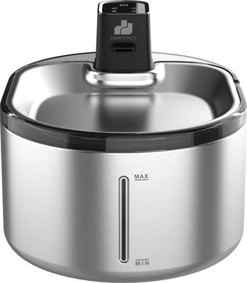 Show full view: GroovyPets Stainless Steel Cordless Rechargeable Dog & Cat Water Fountain, 152-oz slide 1 of 10