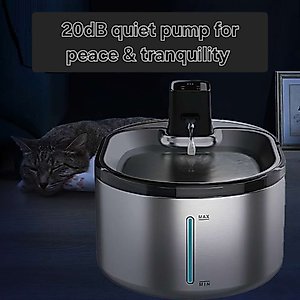 GroovyPets Stainless Steel Cordless Rechargeable Dog & Cat Water Fountain, 152-oz