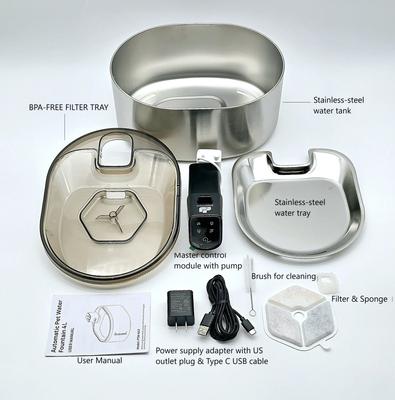 Show full view: GroovyPets Stainless Steel Cordless Rechargeable Dog & Cat Water Fountain, 152-oz slide 9 of 10