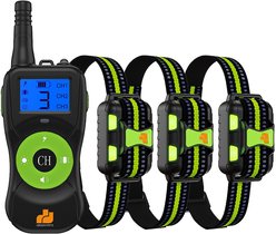 GroovyPets Three-Dog Kit 800 Yard Waterproof Long-Life Rechargable Remote Dog Training Shock Collar System