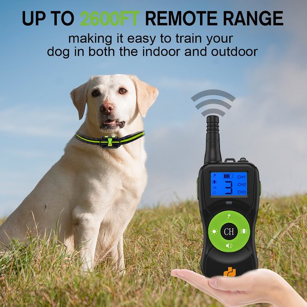 Show full view: GroovyPets Three-Dog Kit 800 Yard Waterproof Long-Life Rechargable Remote Dog Training Shock Collar System slide 5 of 11