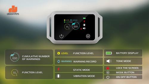 Show full view: GroovyPets Touchscreen Automatic Bark Collar Intelligent Bark Deterrent Dog Collar slide 2 of 12