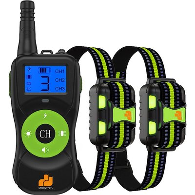 GroovyPets GroovyPets Two-Dog Kit 800 Yard Waterproof Long-Life Rechargable Remote Dog Training Shock Collar System