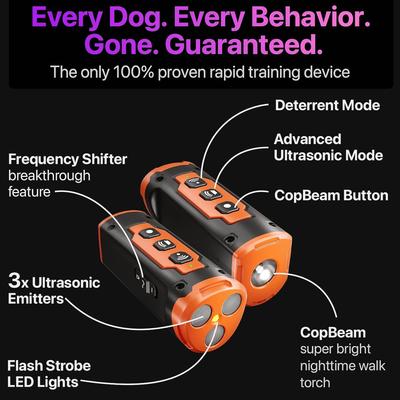 Show full view: GroovyPets Ultrasonic Bark Deterrent Dog Training Device, Black slide 4 of 8