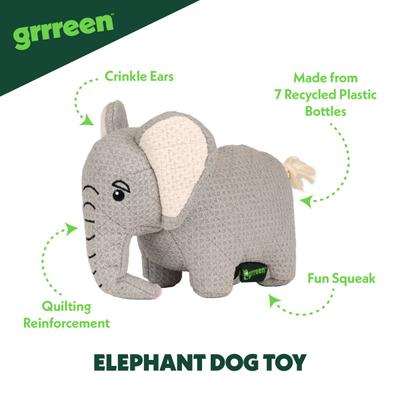 Show full view: Grrreen Elephant Squeaky Plush Dog Toy, Large slide 3 of 7