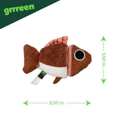 Show full view: Grrreen Fish Puzzle Plush Cat Toy with Catnip, Brown, Small slide 2 of 6