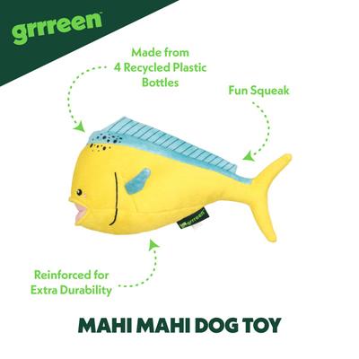 Show full view: Grrreen Mahi Mahi Squeaky Plush Dog Toy, Medium slide 3 of 7