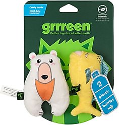 Grrreen Mahi Polar Bear Cat Plush Toy with Catnip, Multi, Small, 2 count
