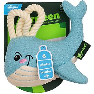 Grrreen Rope Whale Squeaky Plush Dog Toy, Medium