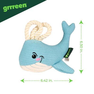 Show full view: Grrreen Rope Whale Squeaky Plush Dog Toy, Medium slide 2 of 7
