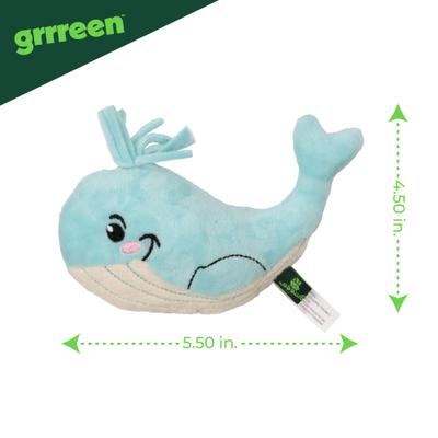 Show full view: Grrreen Whale Kicker Plush Cat Toy with Catnip, Blue, Small slide 2 of 5