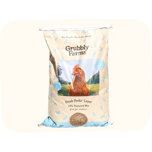 Grubbly Farms Fresh Pecks 16% Protein Layer Textured Mix, Whole Grains, & Seeds Poultry Feed, 30-lb bag