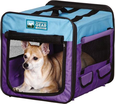 Show full view: Guardian Gear Single Door Collapsible Soft-Sided Dog Crate, Purple/Turquoise, 18 inch slide 3 of 8