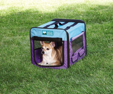 Show full view: Guardian Gear Single Door Collapsible Soft-Sided Dog Crate, Purple/Turquoise, 18 inch slide 4 of 8