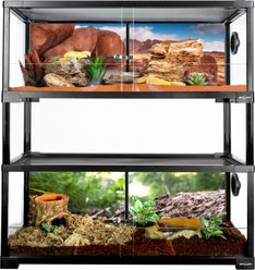 GUZZLO 2-Layer Extra-Low Reptile Glass Terrarium, Black, 40-gal slide 1 of 7