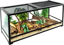 GUZZLO Tempered Glass with Double Top Covers Reptile Terrarium, 64-gal